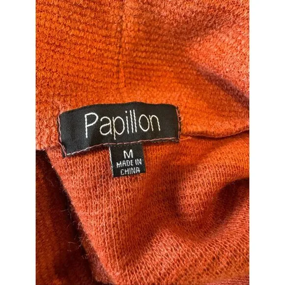 Papillon Cowl Neck Sleeveless Tunic Sweater Medium Terracotta Burnt Orange Knit - Picture 6 of 6